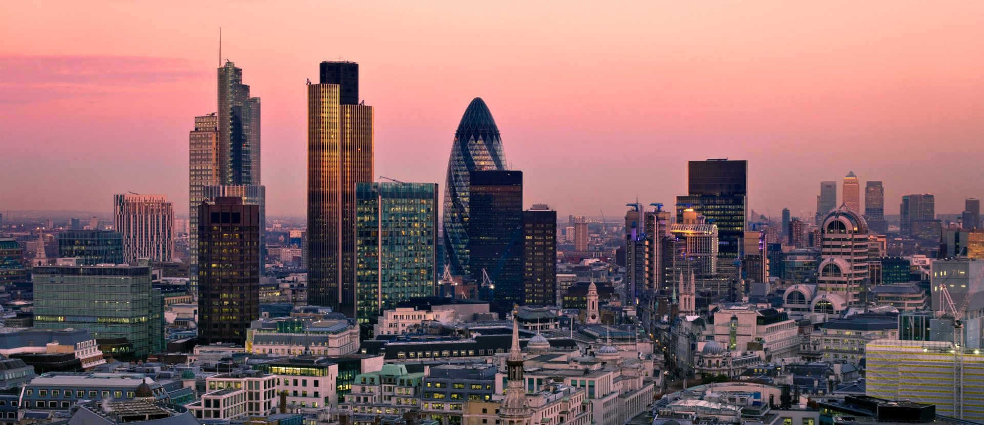 City of London skyline at dusk