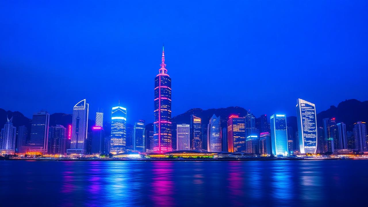 Hong Kong financial district skyline
