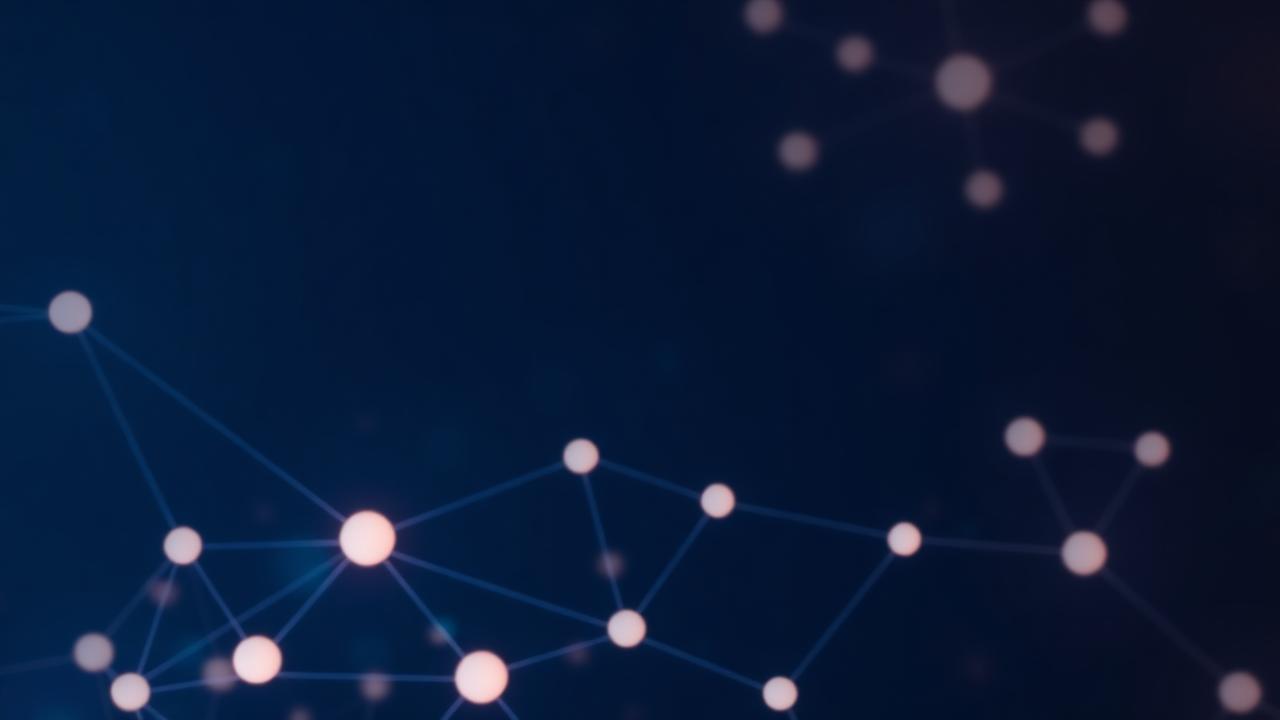Abstract network of glowing nodes on a deep navy background