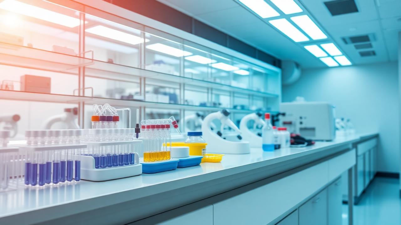 Biotechnology research laboratory representing oncology drug development
