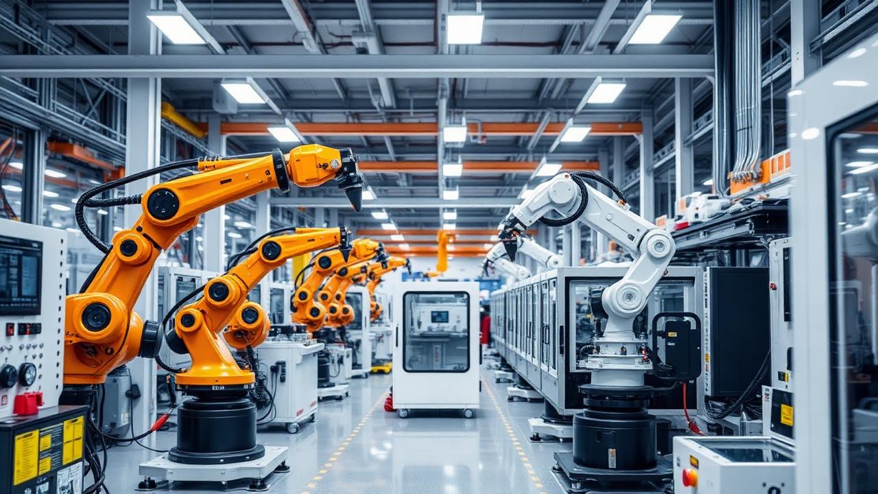 Advanced automated manufacturing facility with industrial robotics