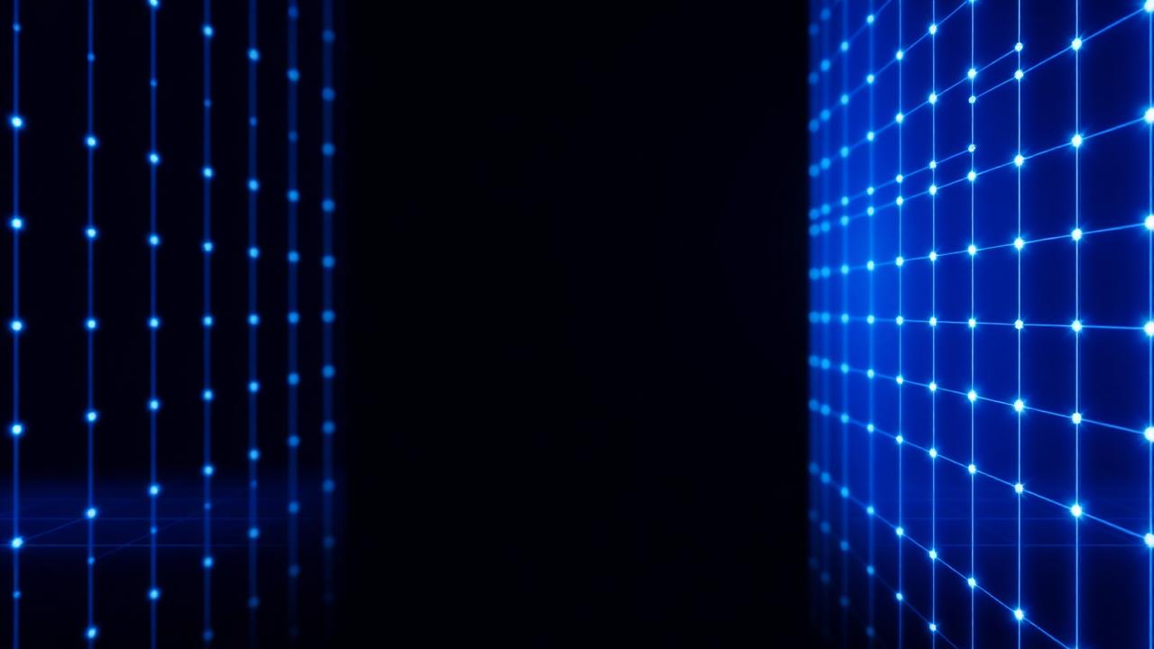 Abstract blue grid of light representing digital cash infrastructure